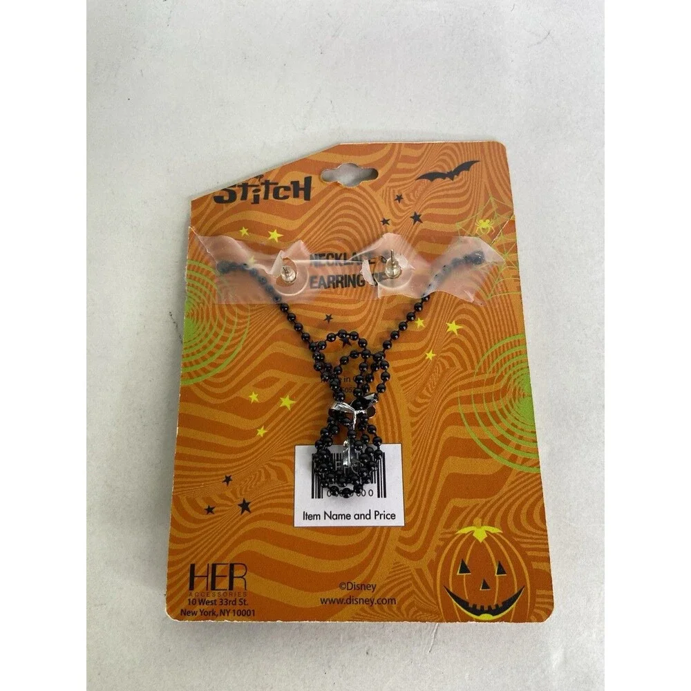 Disney Stitch Halloween Earrings and Necklace Set NEW